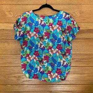 Vintage butterfly tropical floral print top
